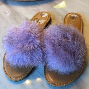 BeBe Purple Real Fur Sandals